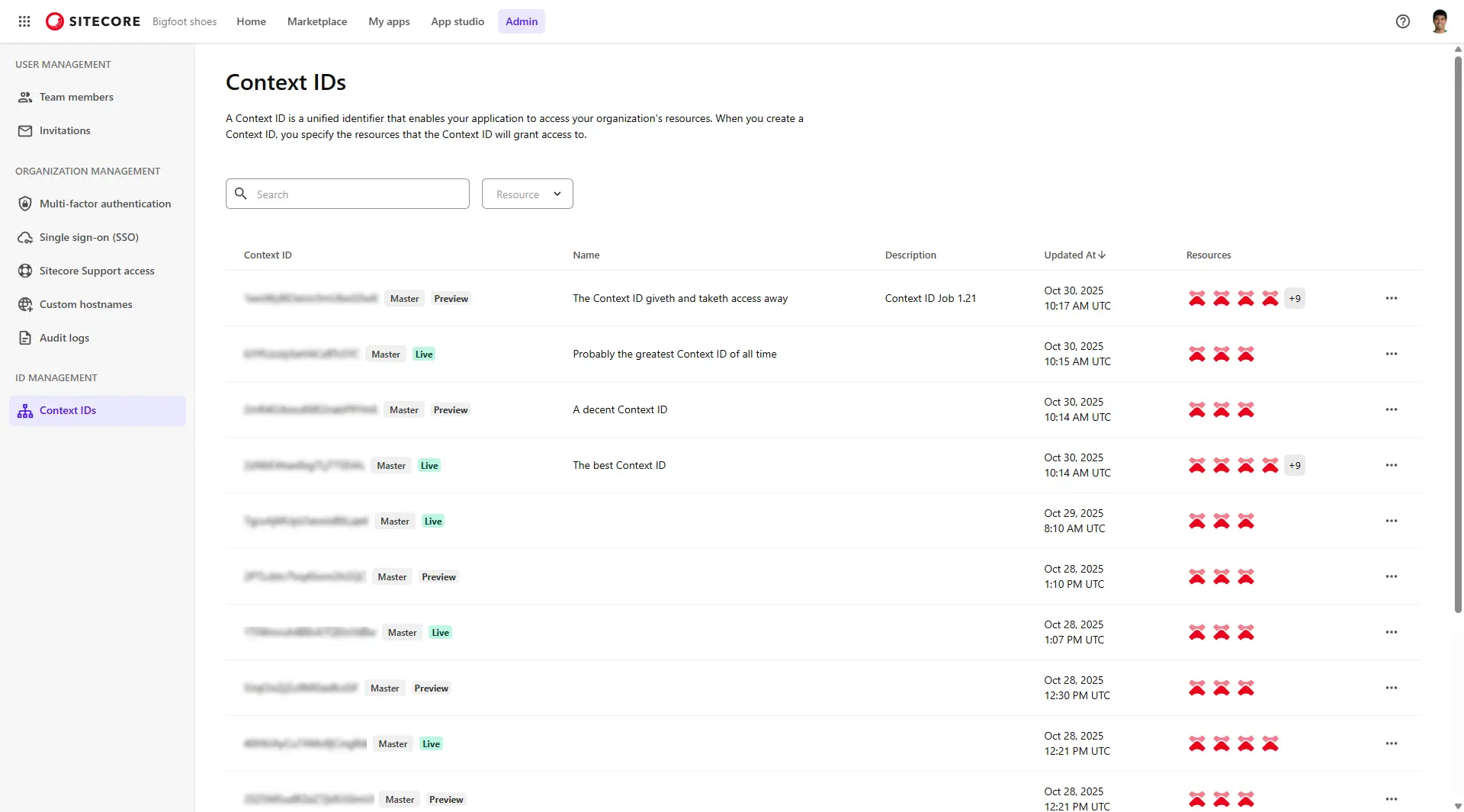 Context ID Management in Cloud Portal