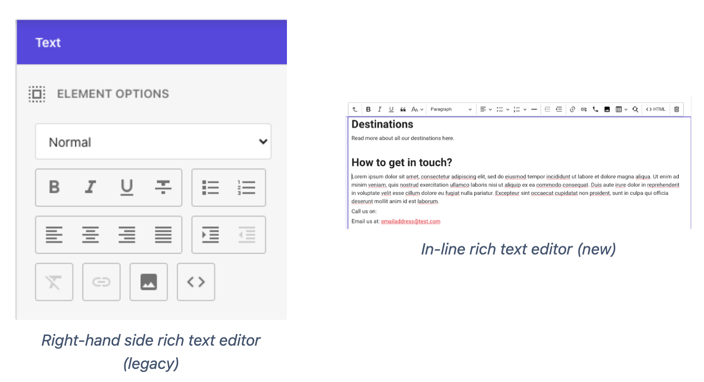 The legacy rich text editor in Pages will be deprecated on May 8th, 2025
