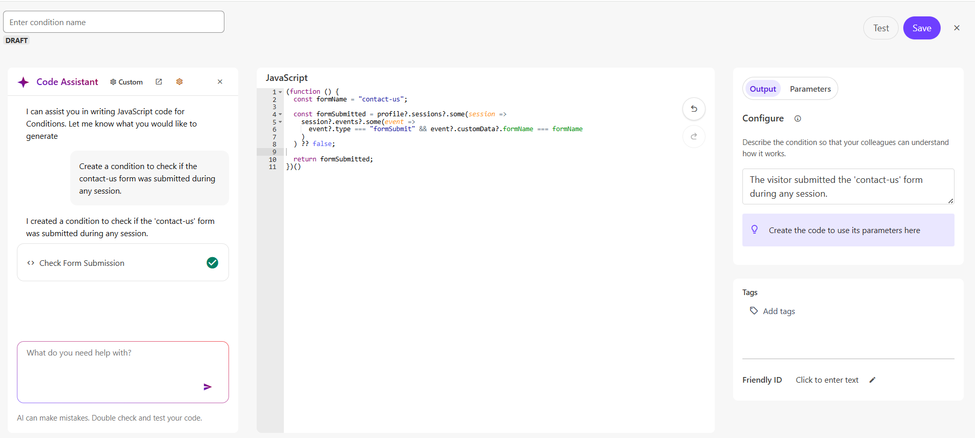 AI assisted custom conditions in Personalize